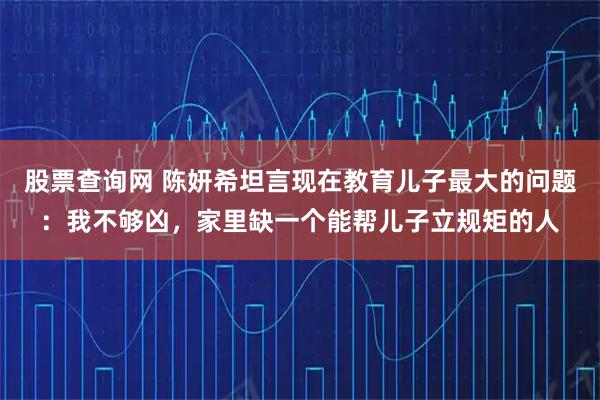 股票查询网 陈妍希坦言现在教育儿子最大的问题：我不够凶，家里缺一个能帮儿子立规矩的人